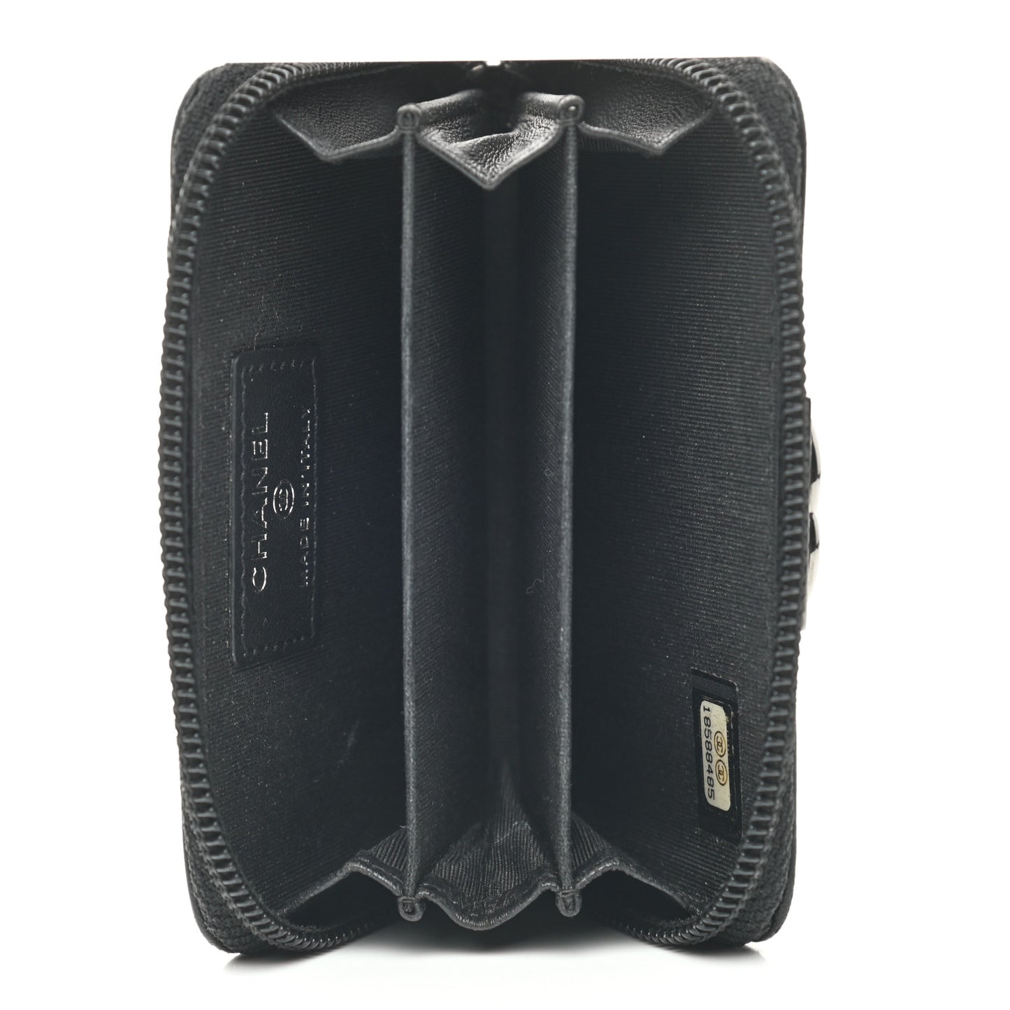 Lambskin Quilted Zip Around Boy Coin Purse Wallet Black