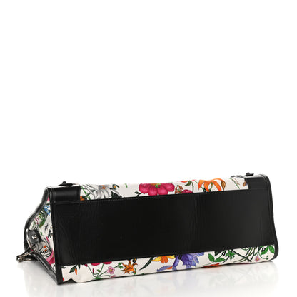 Balenciaga X GUCCI Canvas Azalea Calfskin Flora Logo Print Neo Classic Silver Hardware Medium City White Multicolor Black 4 of 10