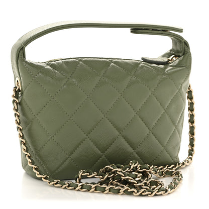 Chanel Caviar Quilted Chain Hobo Khaki 3 of 11