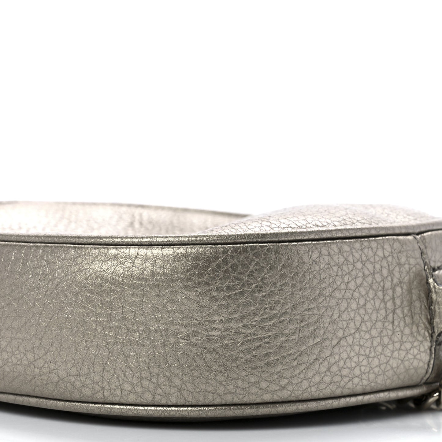 Metallic Pebbled Calfskin Mini Soho Chain Bag Golden Beige