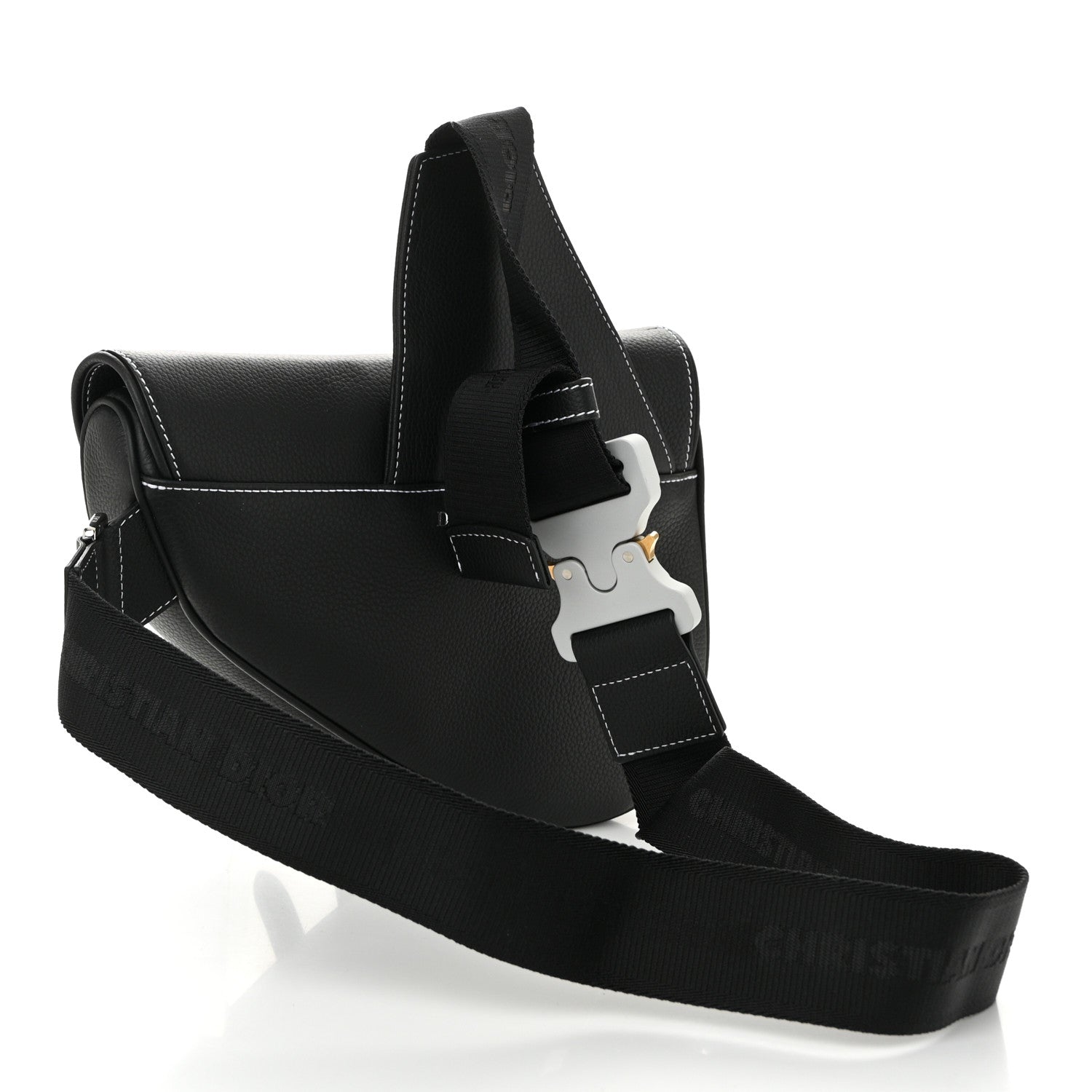 Christian Dior Grained Calfskin Mens Saddle Bag Black 3 of 11