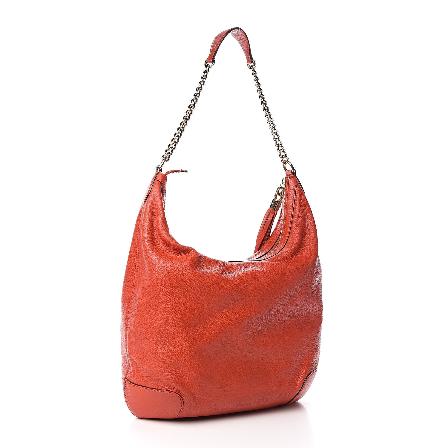 Gucci Pebbled Calfskin Medium Soho Chain Hobo Sun Orange 3 of 11