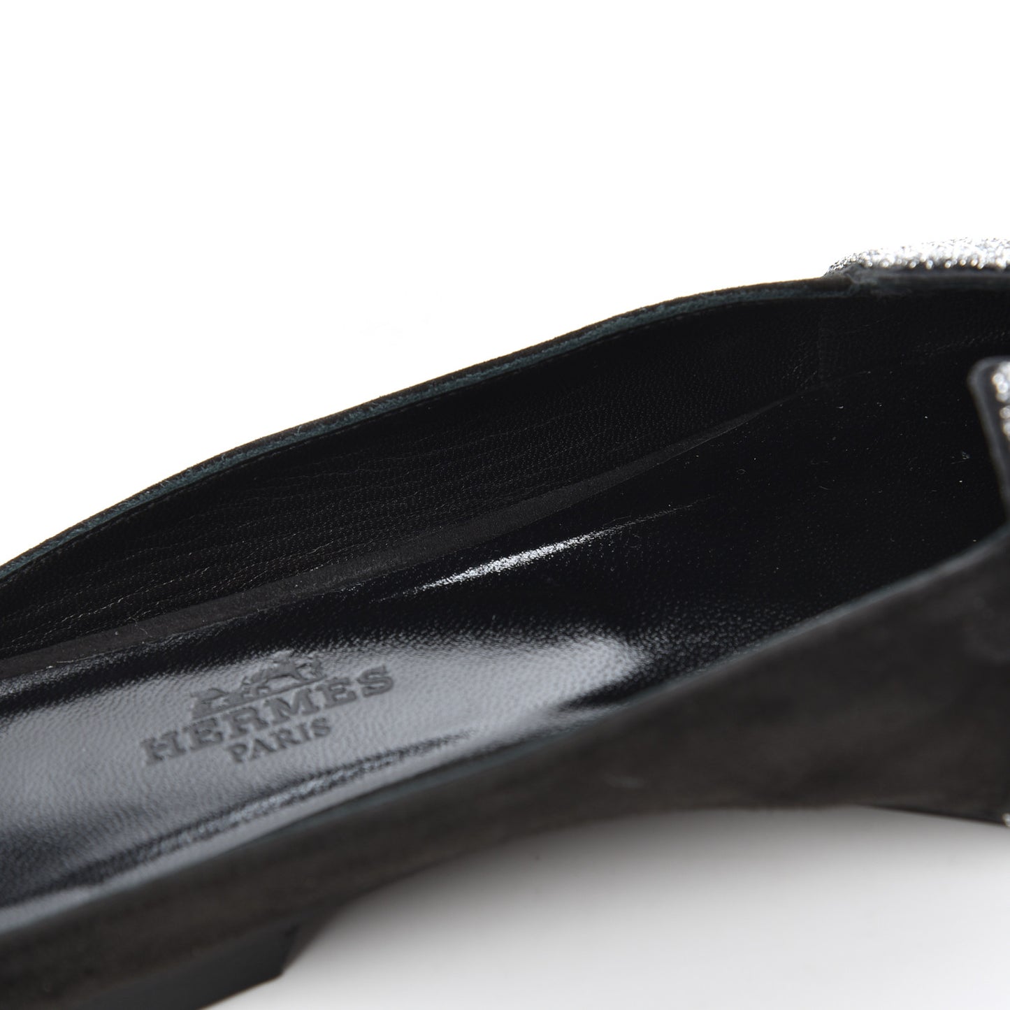 Suede Goatskin Crystal Roxane Mules 36.5 Gris Argente Black