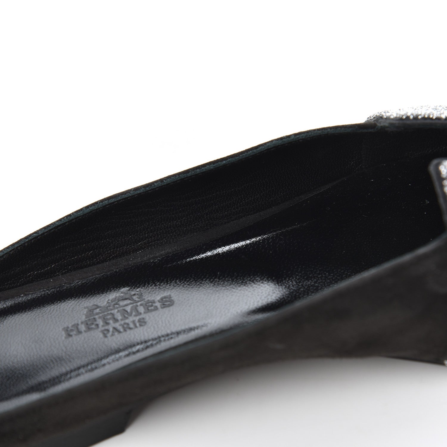Hermes Suede Goatskin Crystal Roxane Mules 36.5 Gris Argente Black 13 of 15