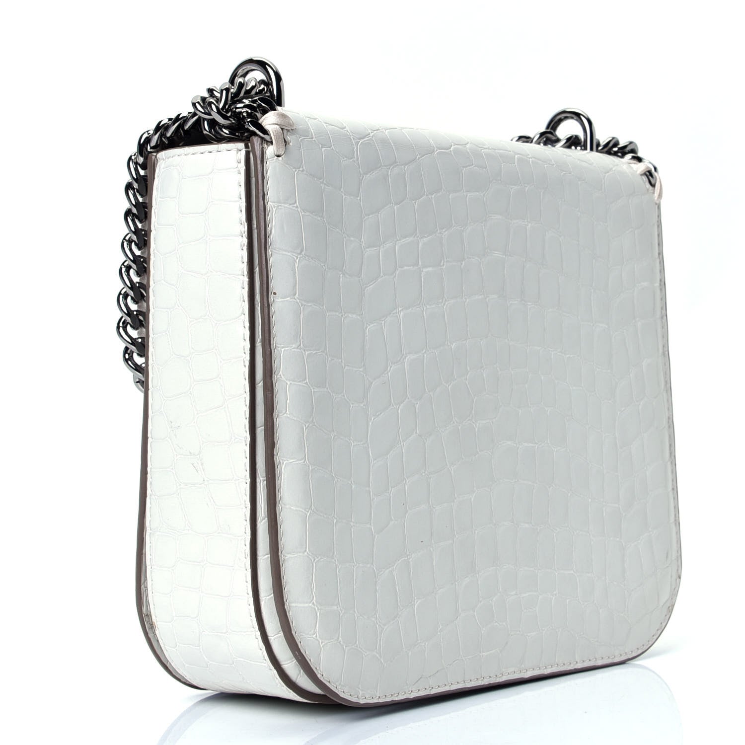 Stella McCartney Embossed Crocodile Effect Medium Falabella Box Shoulder Bag Ivory 2 of 4