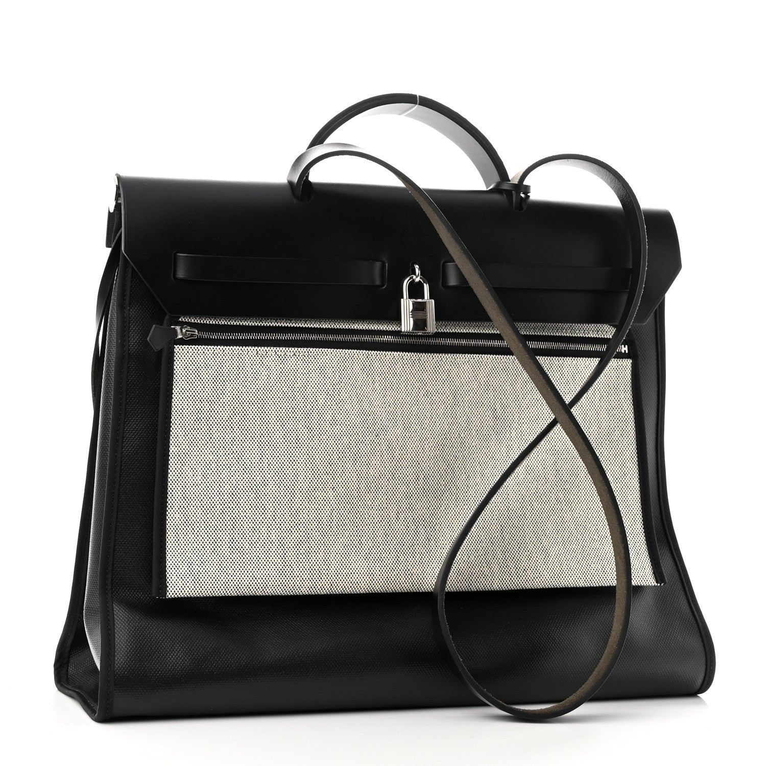 Hermes Toile H Berline Vache Hunter Herbag Zip 39 MM Black Ecru 4 of 11