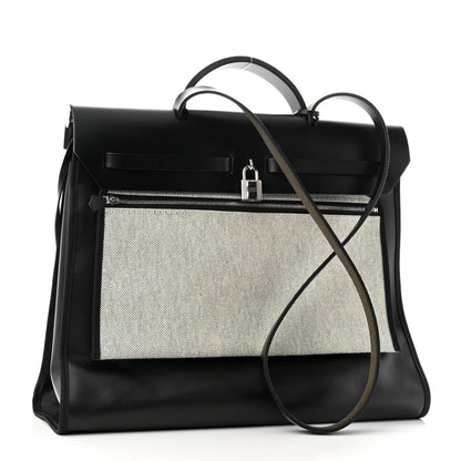Hermes Toile H Berline Vache Hunter Herbag Zip 39 MM Black Ecru 4 of 11