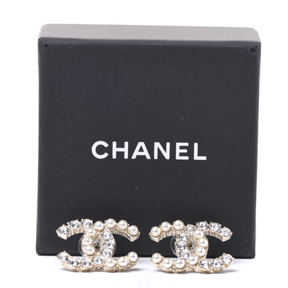 Chanel Crystal Pearl CC Dazzling Domino Earrings Gold 5 of 5