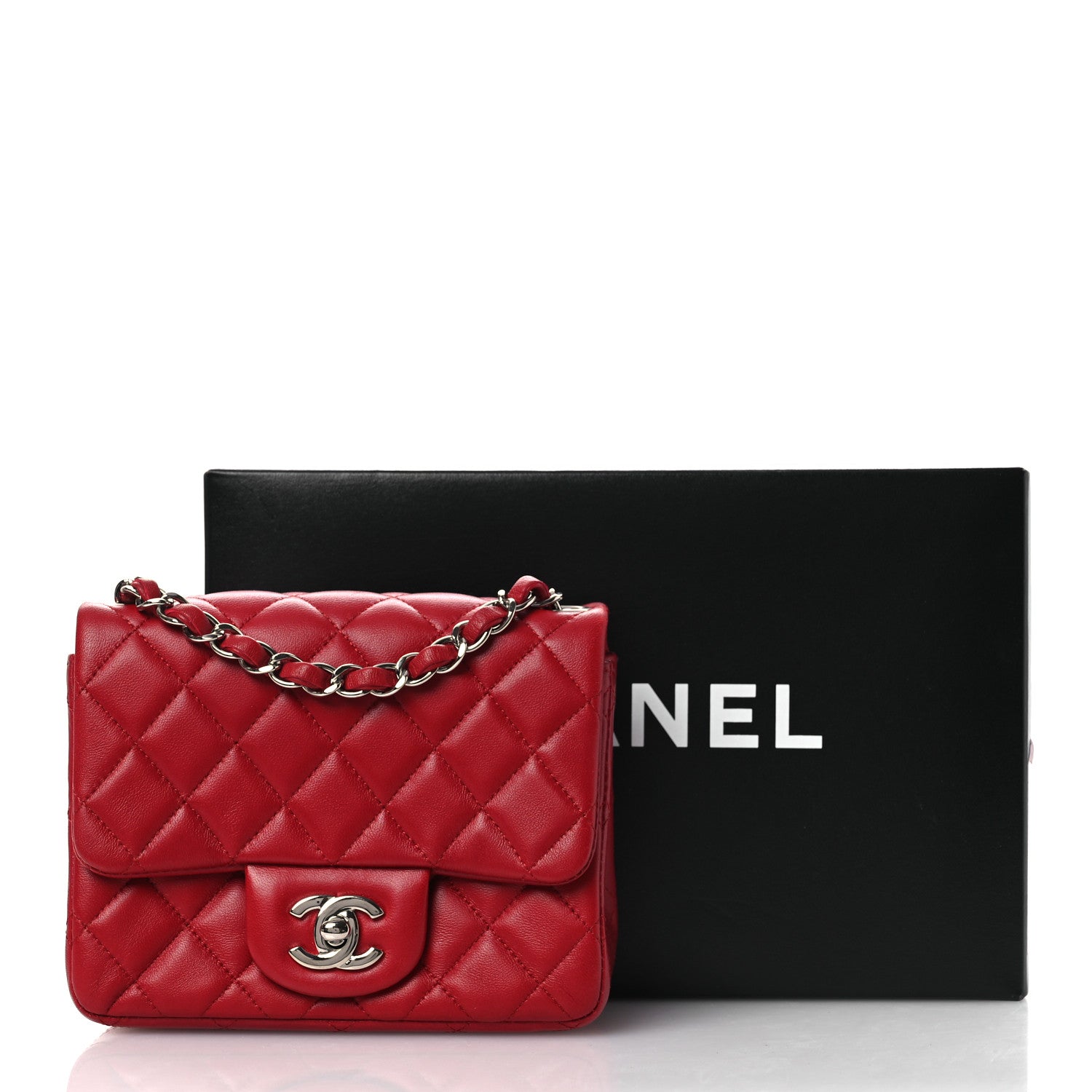 Chanel Lambskin Quilted Mini Square Flap Red 11 of 11