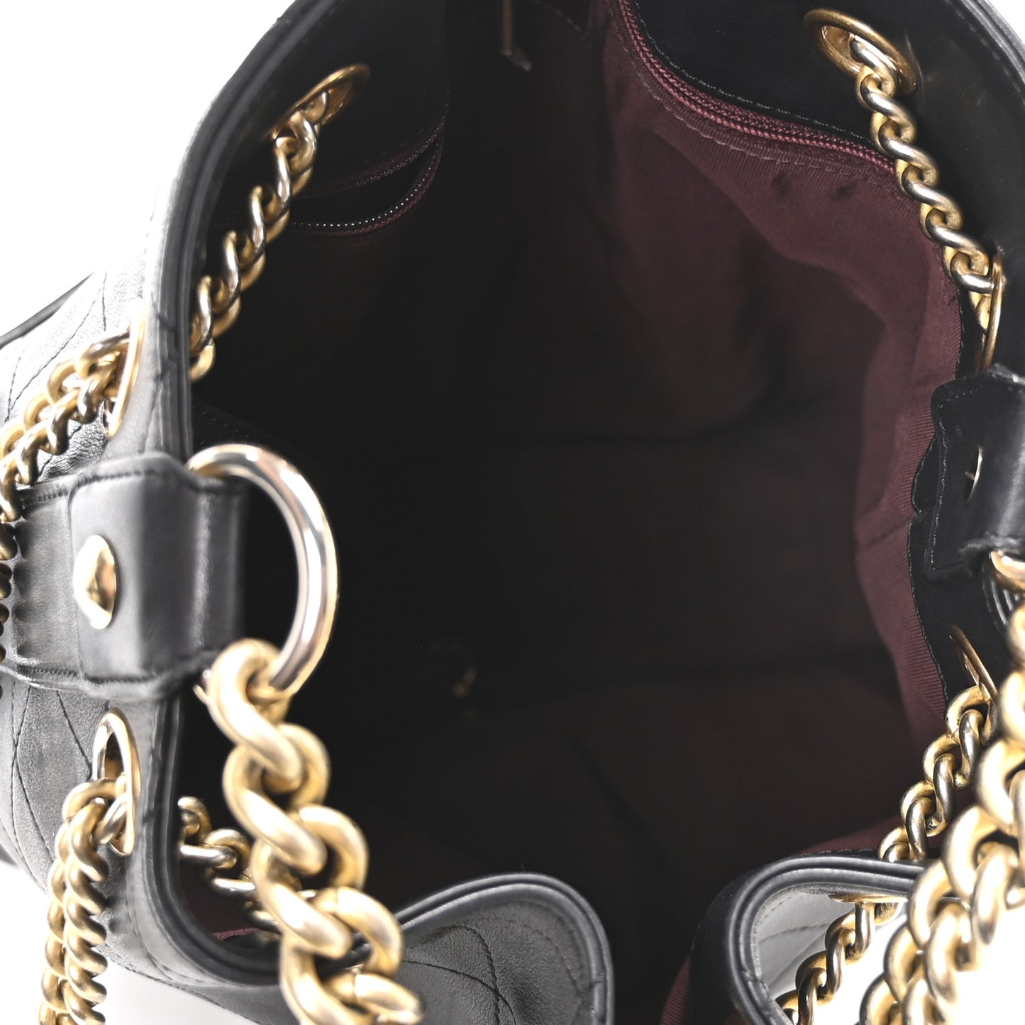 Calfskin Quilted Small On My Shoulder Drawstring Bag Black