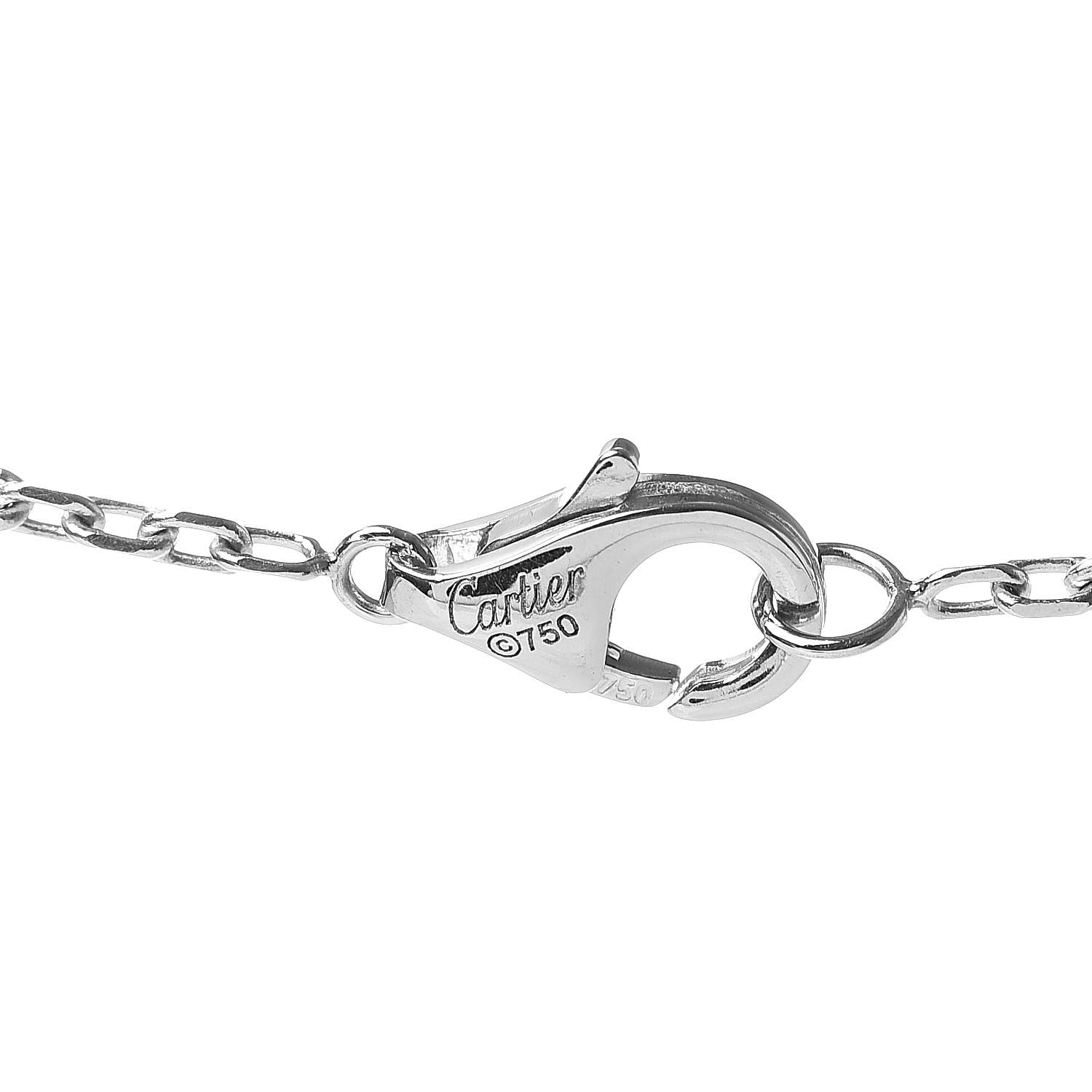 Cartier 18K White Gold Diamond .14ctw Hindu Floral Pendant Necklace 6 of 7