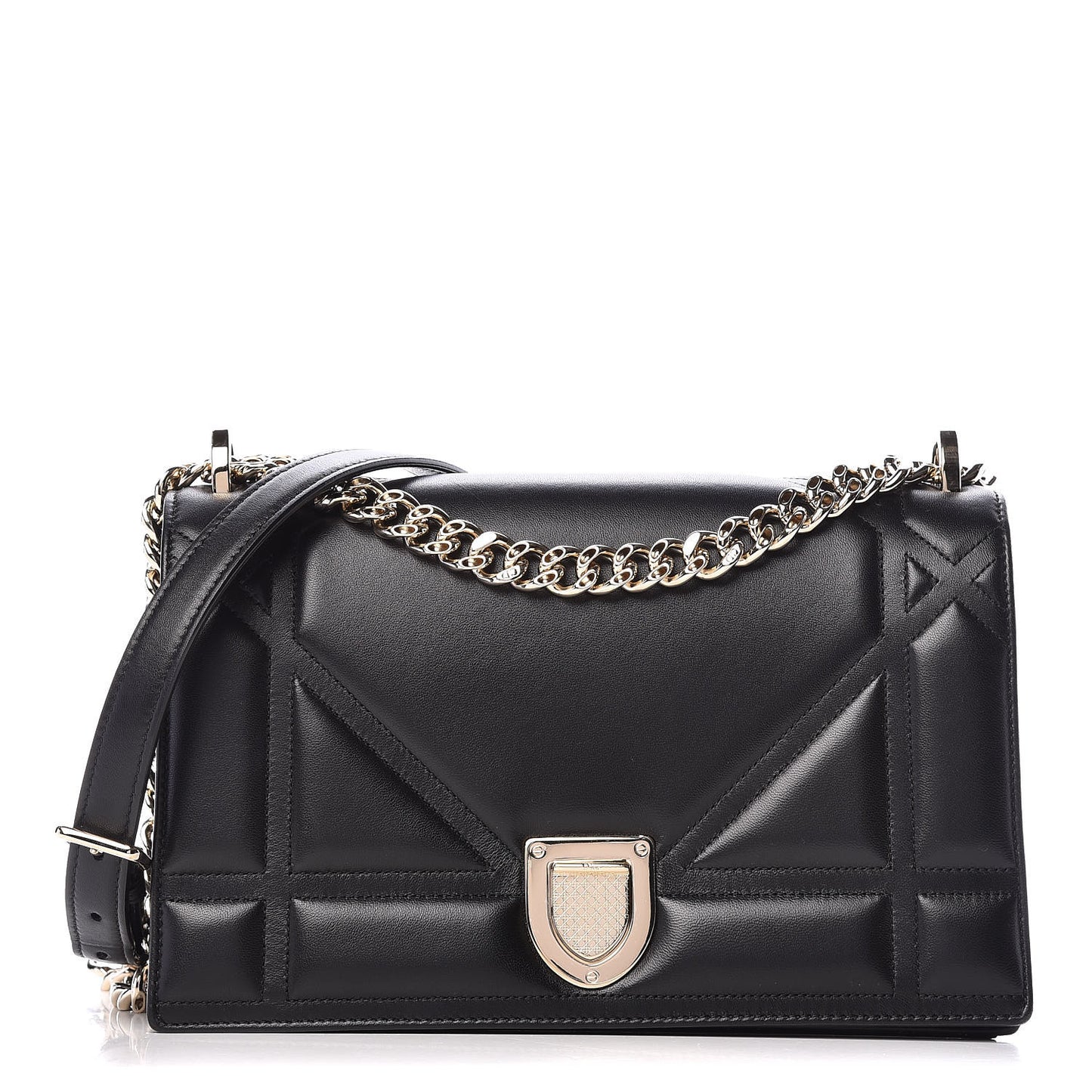 Lambskin Medium Diorama Flap Bag Black