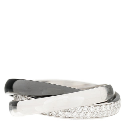 Cartier 18K White Gold Platinum Diamond Ceramic Small Trinity Ring 50 5.25 2 of 2