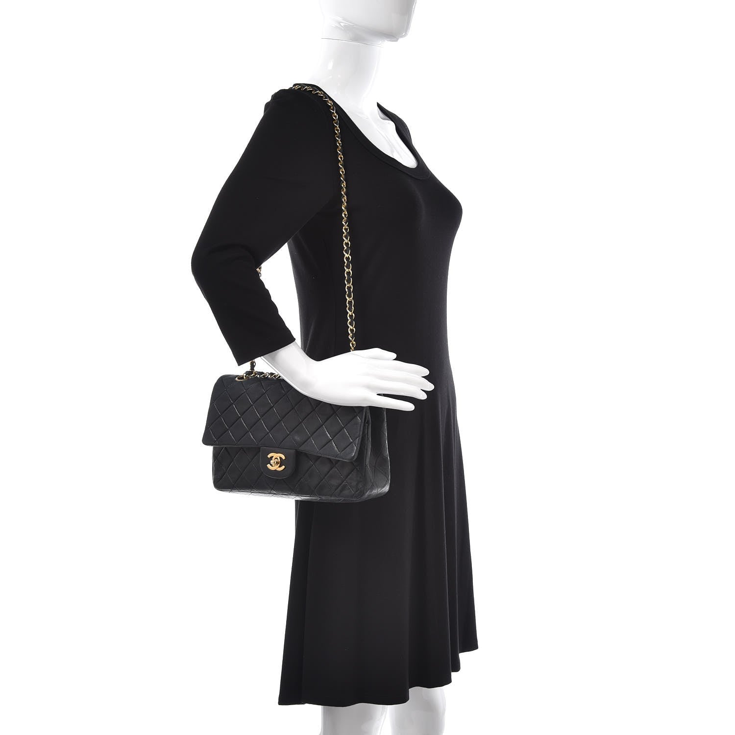 Chanel Lambskin Quilted Medium Double Flap Black 12 of 18