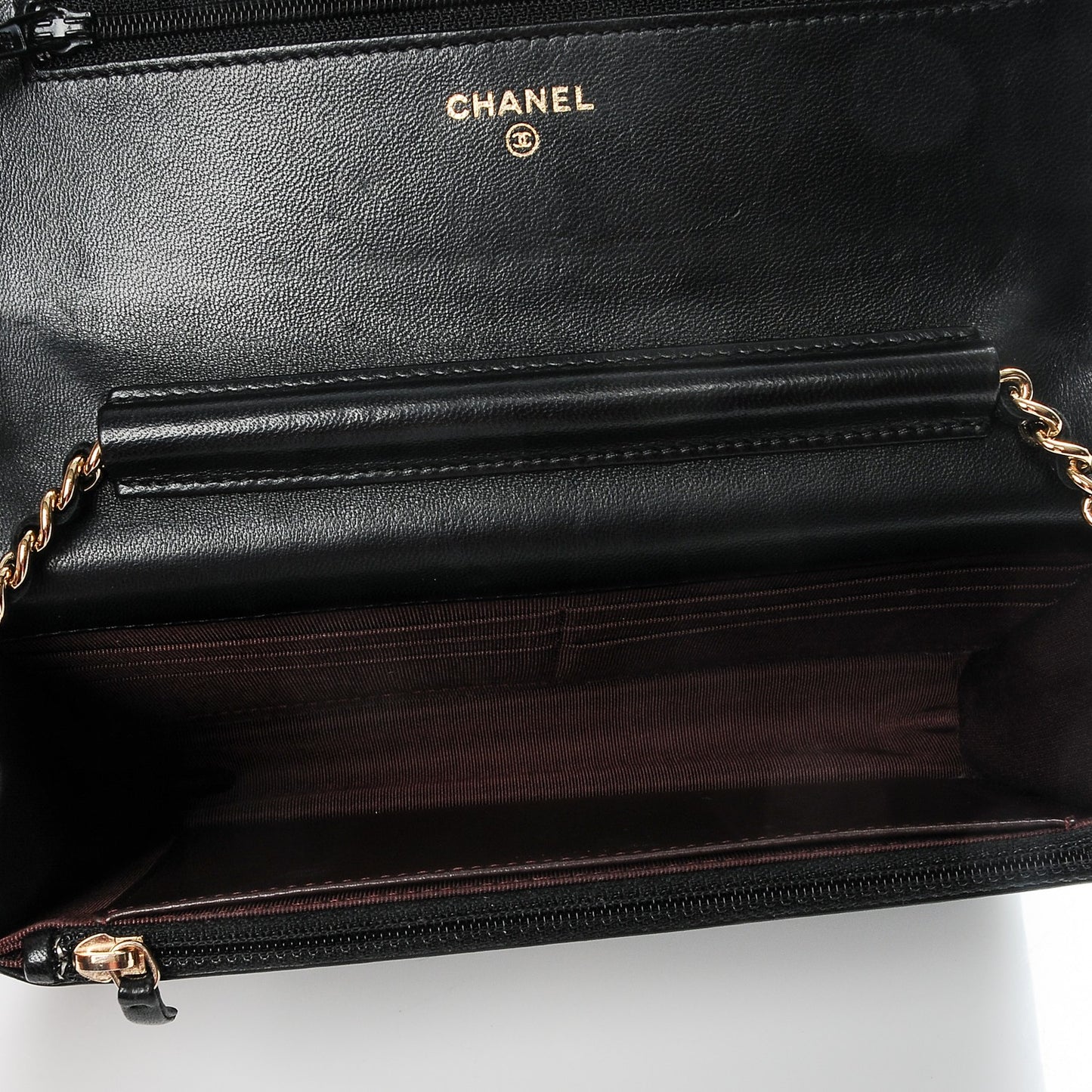 Lambskin Quilted Wallet On Chain WOC Black