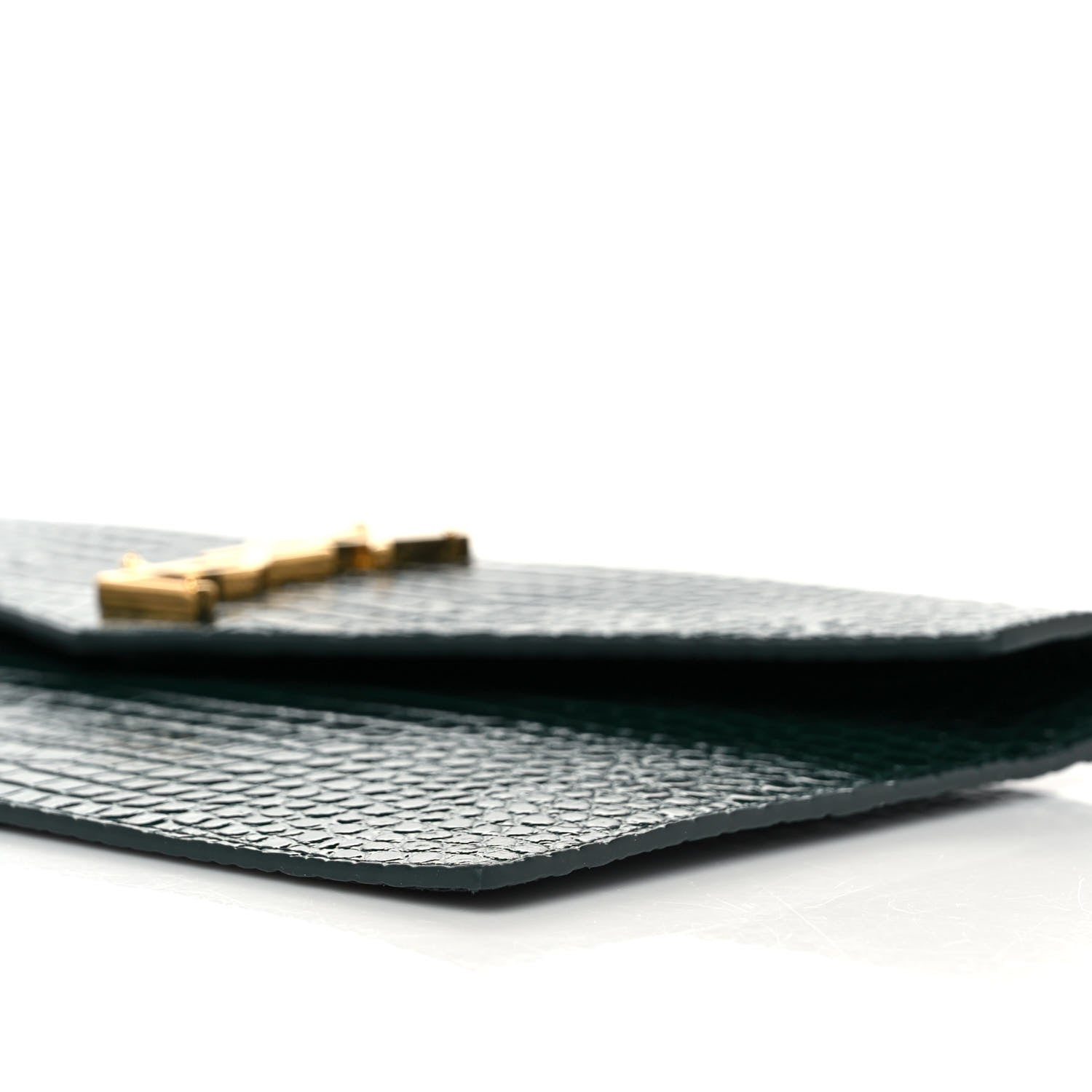 Saint Laurent Calfskin Crocodile Embossed Uptown Monogram Pouch Mint 8 of 8