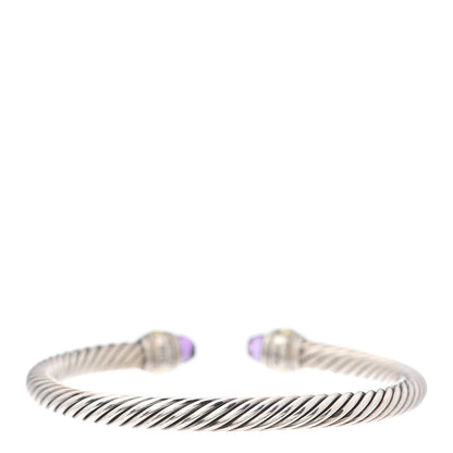David Yurman Sterling Silver 14K Yellow Gold Amethyst 5mm Cable Classics Bracelet 3 of 5