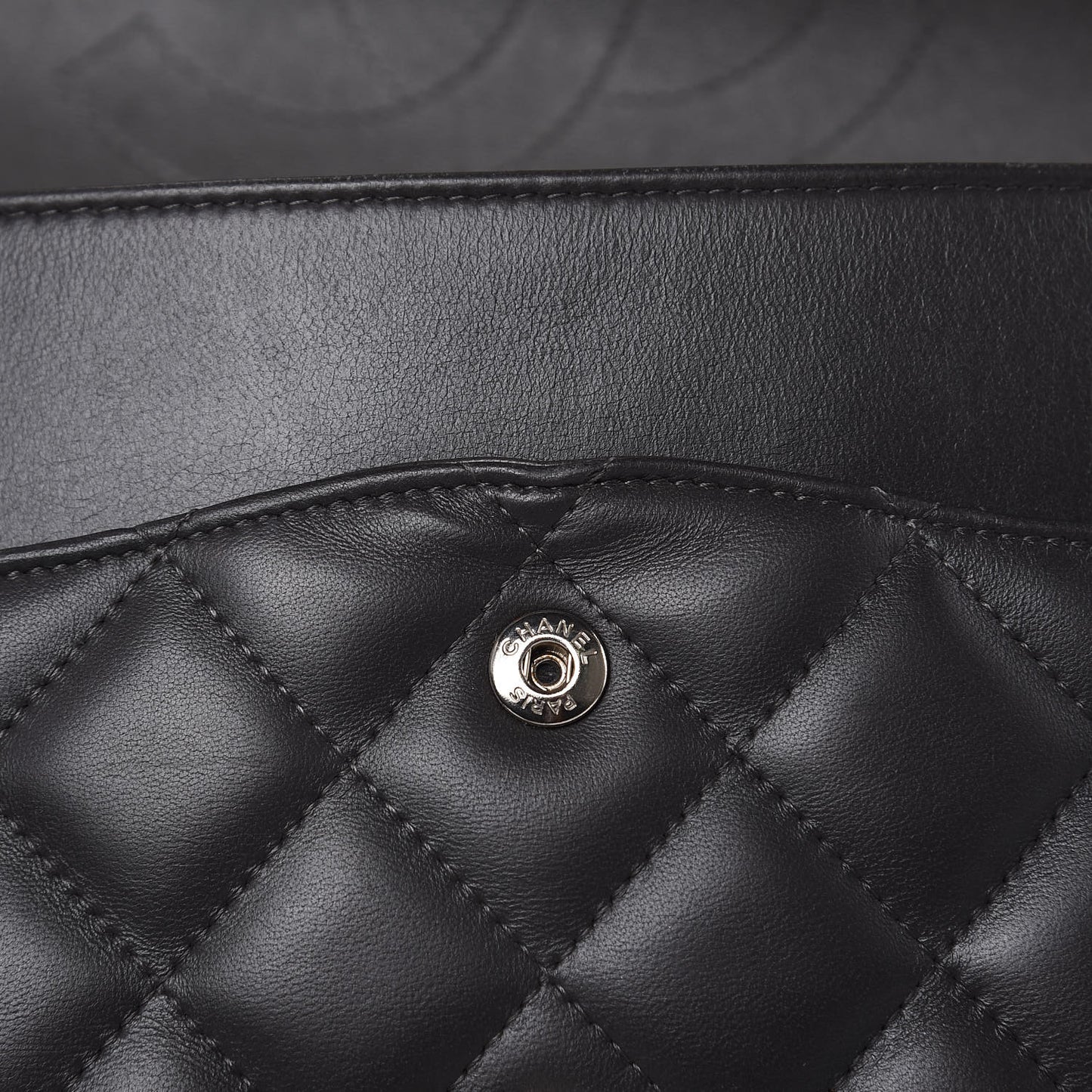 Lambskin Quilted Jumbo Double Flap Dark Grey