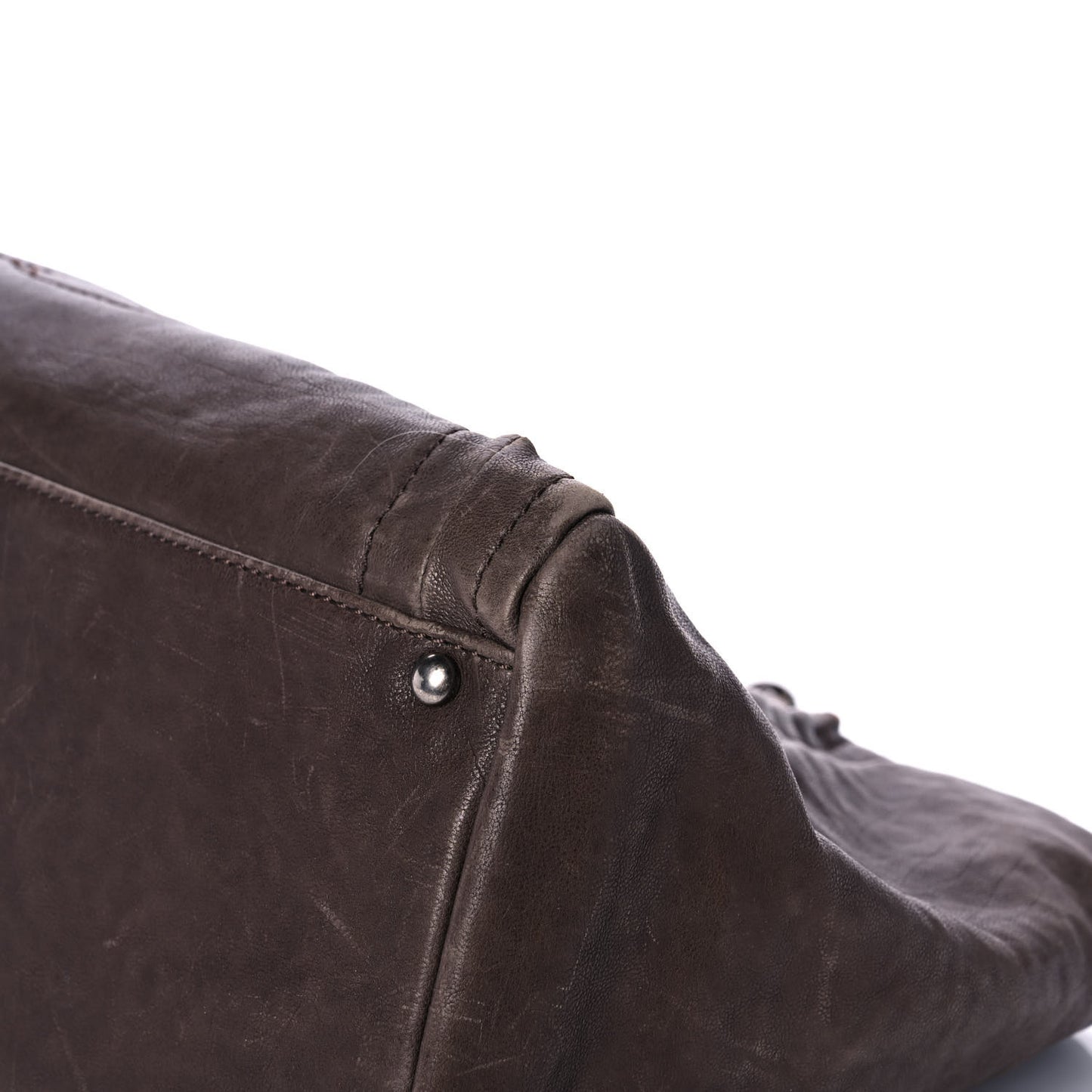 Calfskin East West Modern Chain Tote Dark Brown