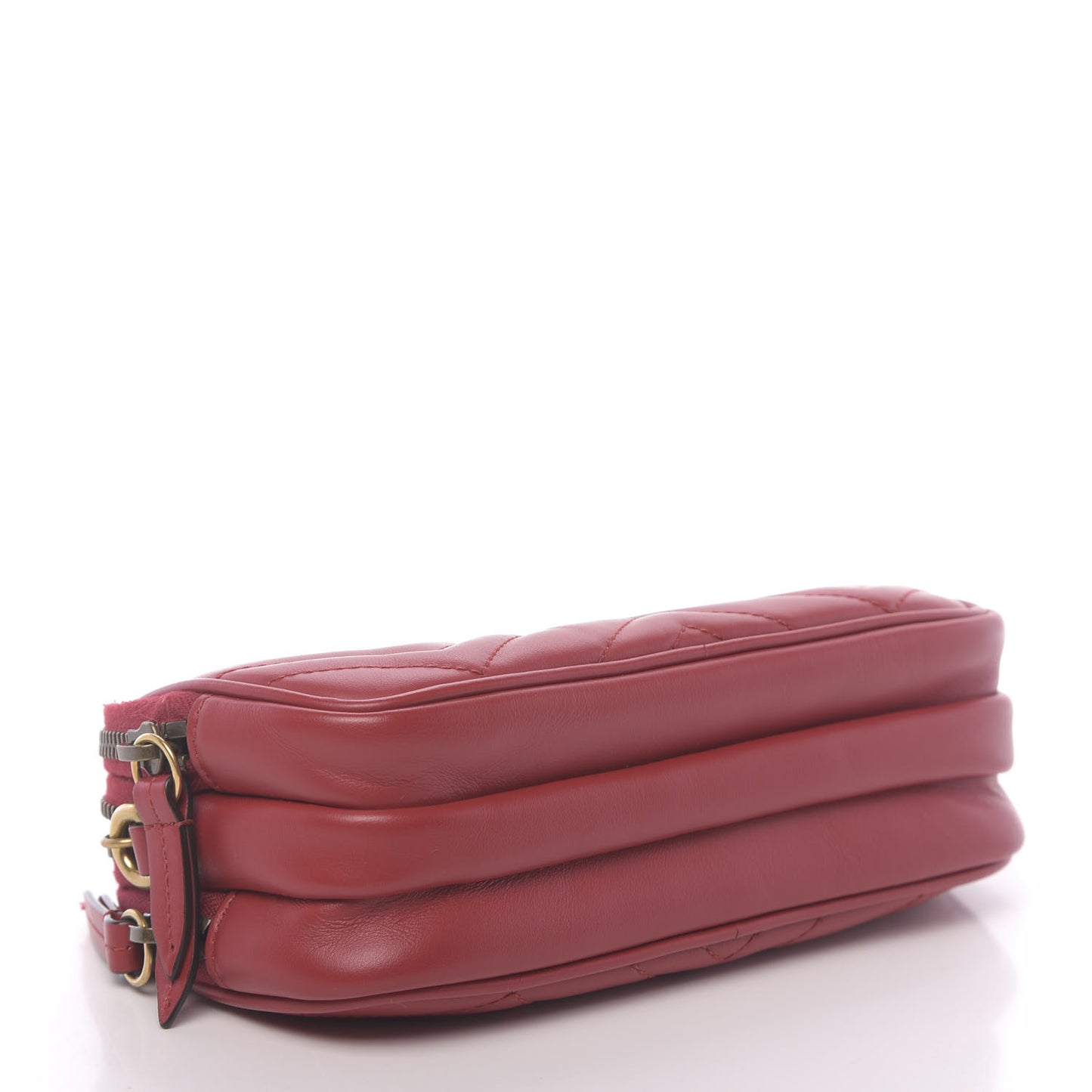 Calfskin Matelasse Mini GG Marmont Chain Crossbody Bag Hibiscus Red