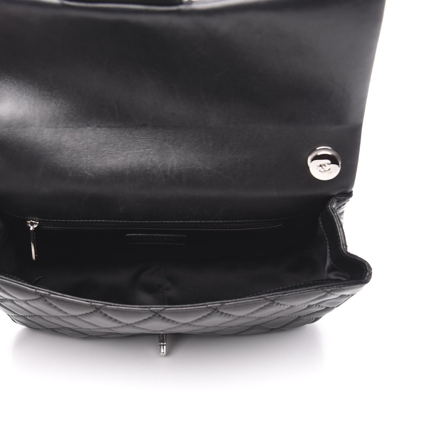 Lambskin Quilted Jumbo Easy Carry Flap Black