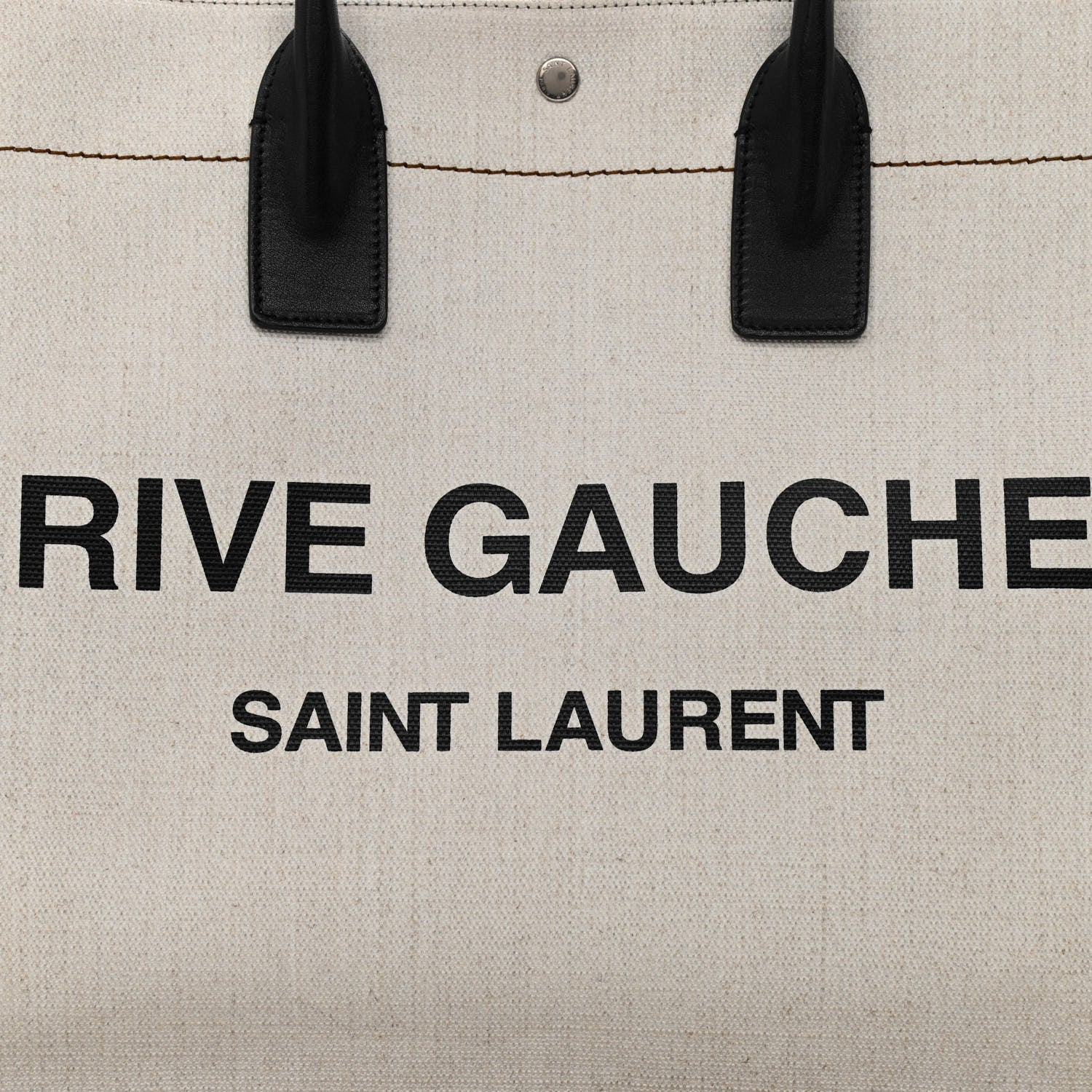 Saint Laurent Linen Calfskin Rive Gauche Tote Optic White 8 of 10