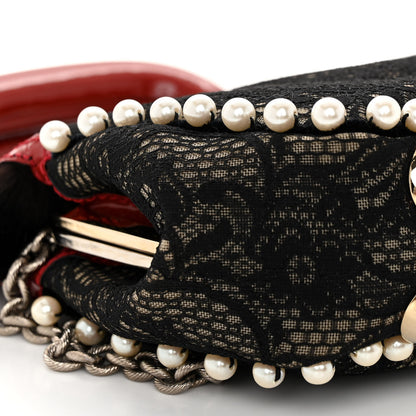 Fendi Lace Pearl Mink Fur Neve Evening Bag Black 8 of 11