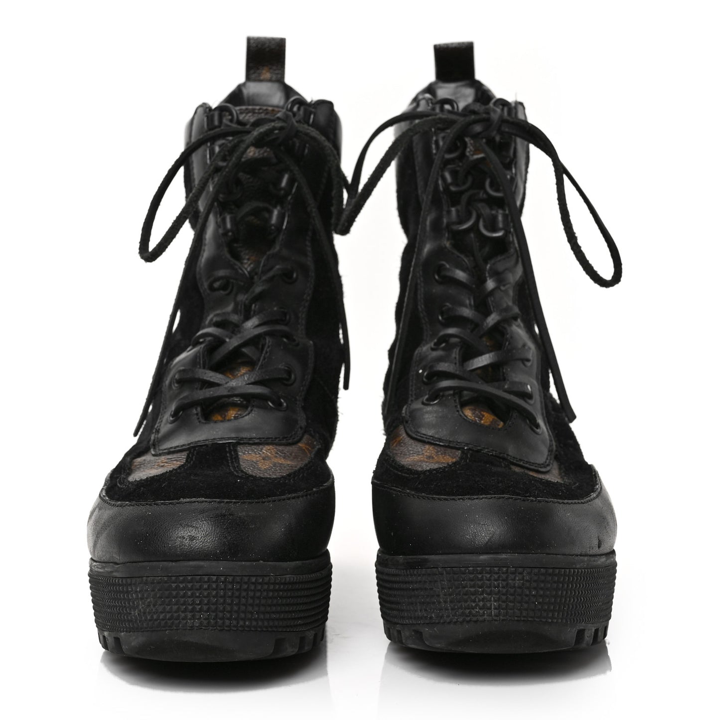 Suede Calfskin Monogram Laureate Platform Desert Boots 41 Black