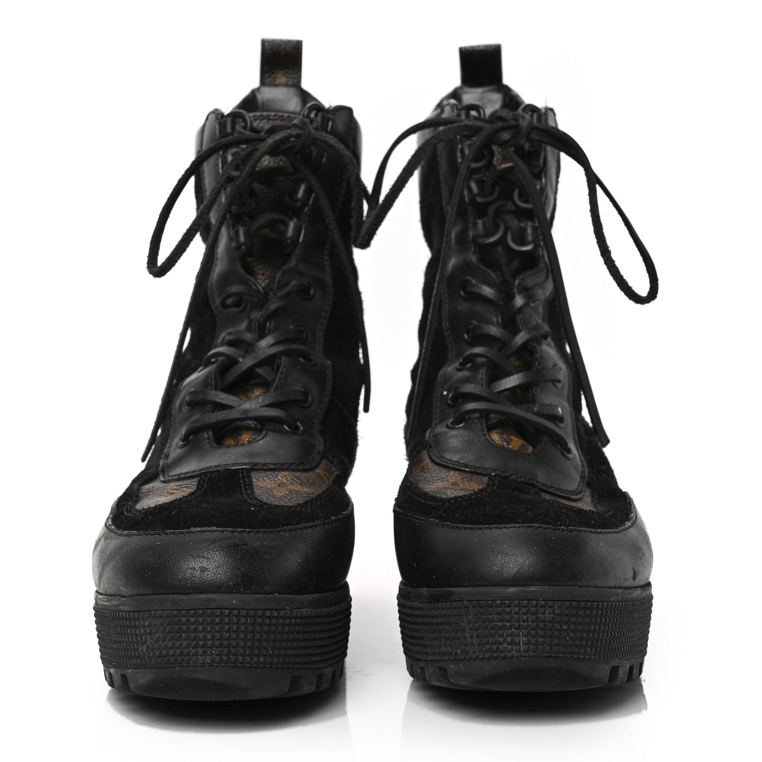 Louis Vuitton Suede Calfskin Monogram Laureate Platform Desert Boots 41 Black 2 of 6