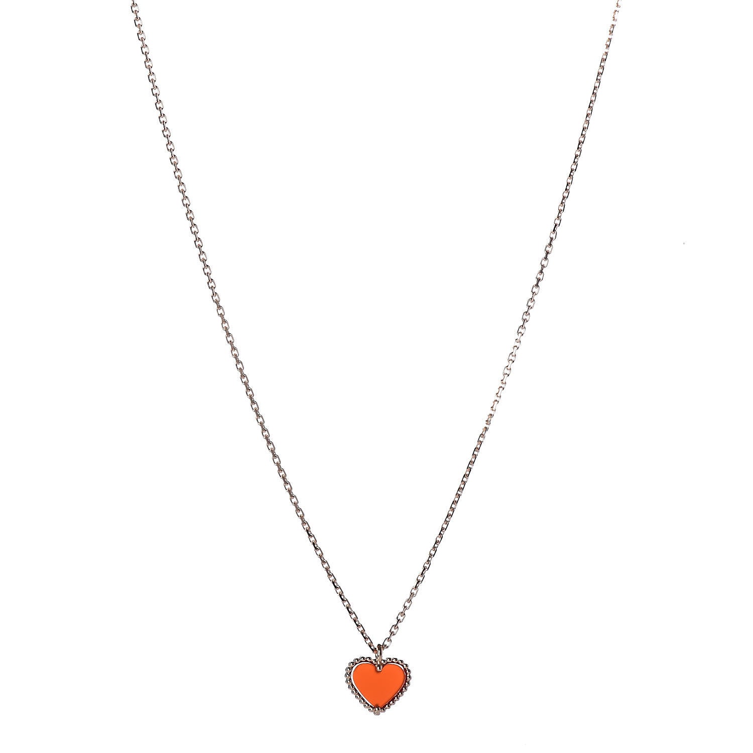 Van Cleef & Arpels 18K Rose Gold Carnelian Sweet Alhambra Heart Pendant Necklace 1 of 8