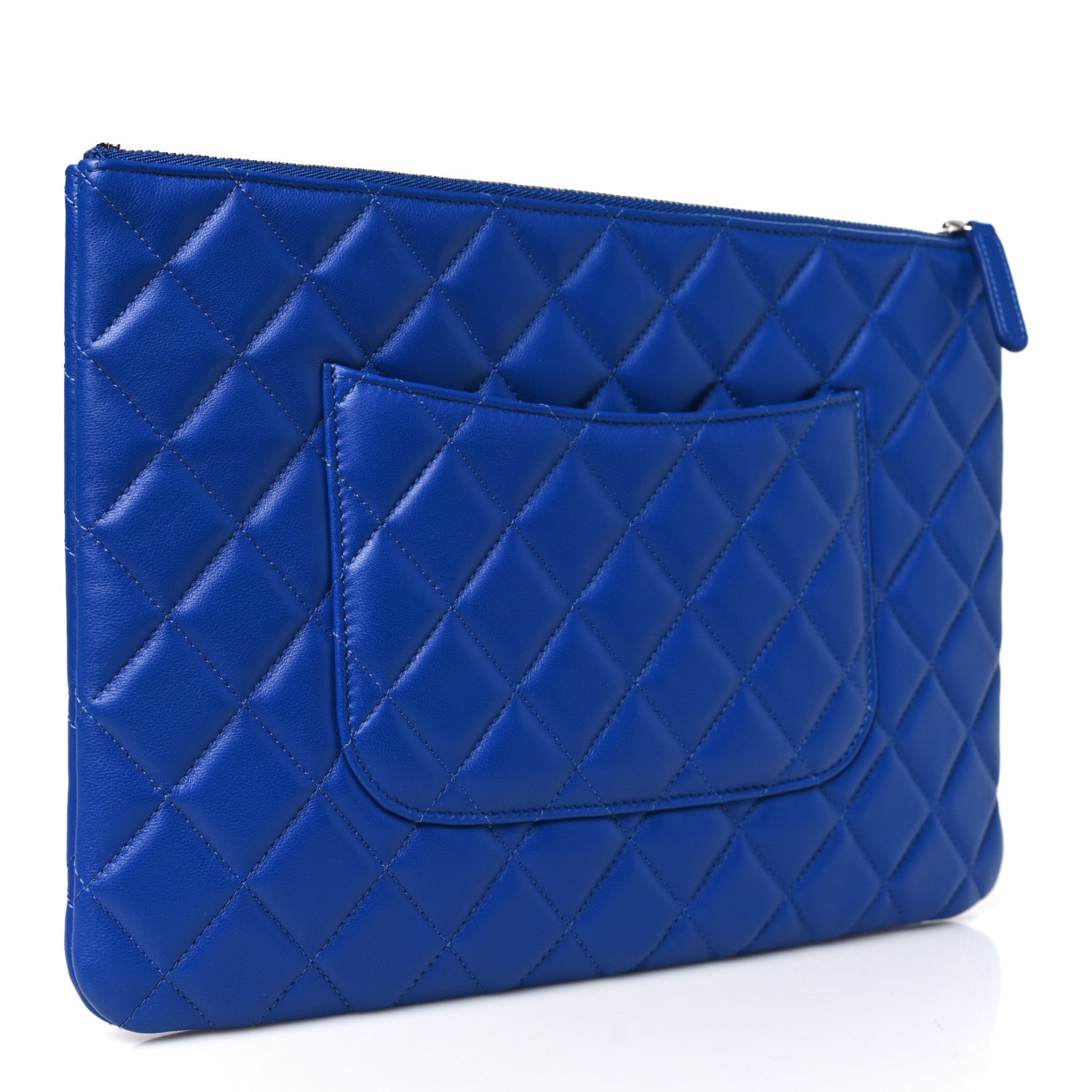 Chanel Lambskin Quilted Medium Cosmetic Case Blue 3 of 9
