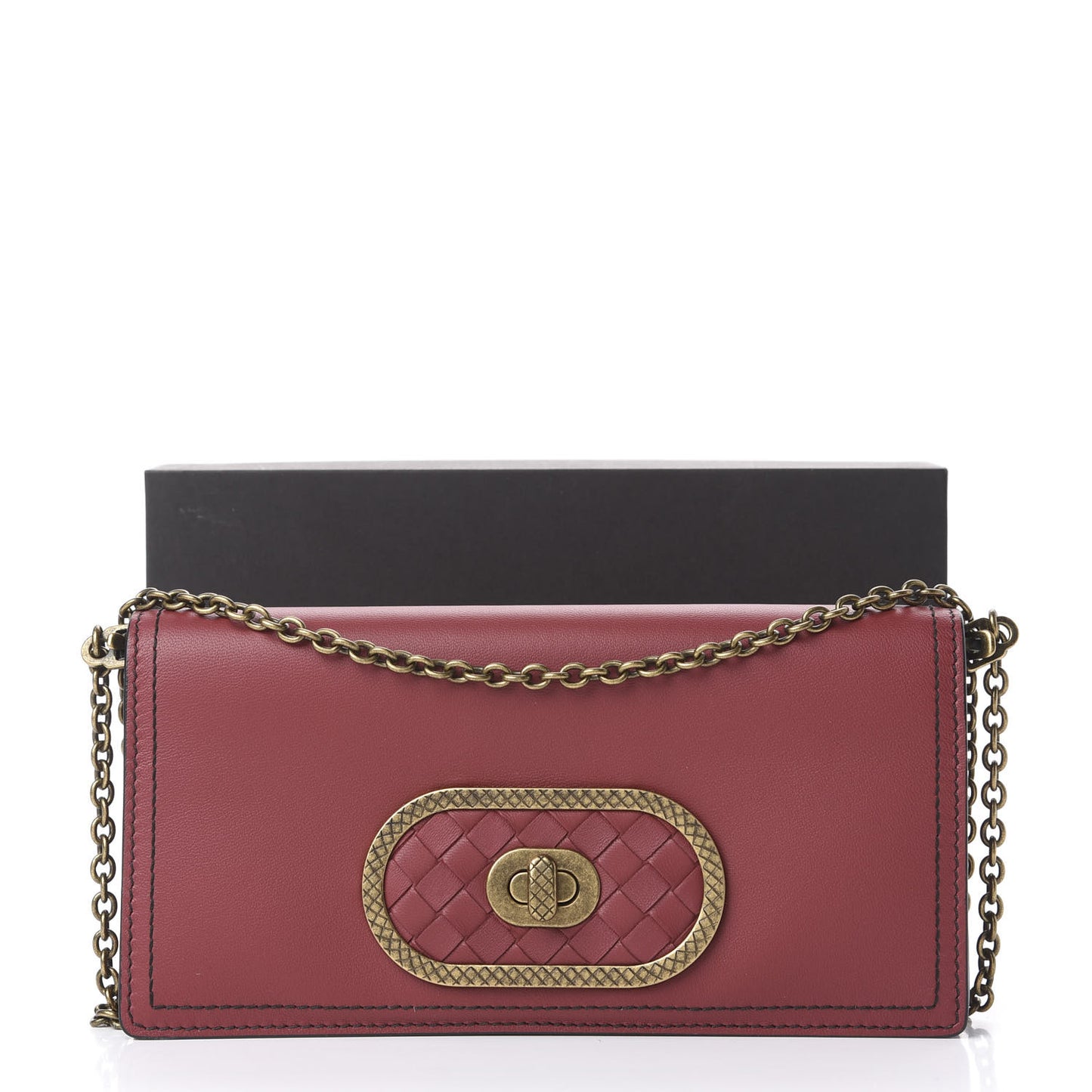 Nappa Intrecciato Ellittica Chain Wallet Baccara Rose