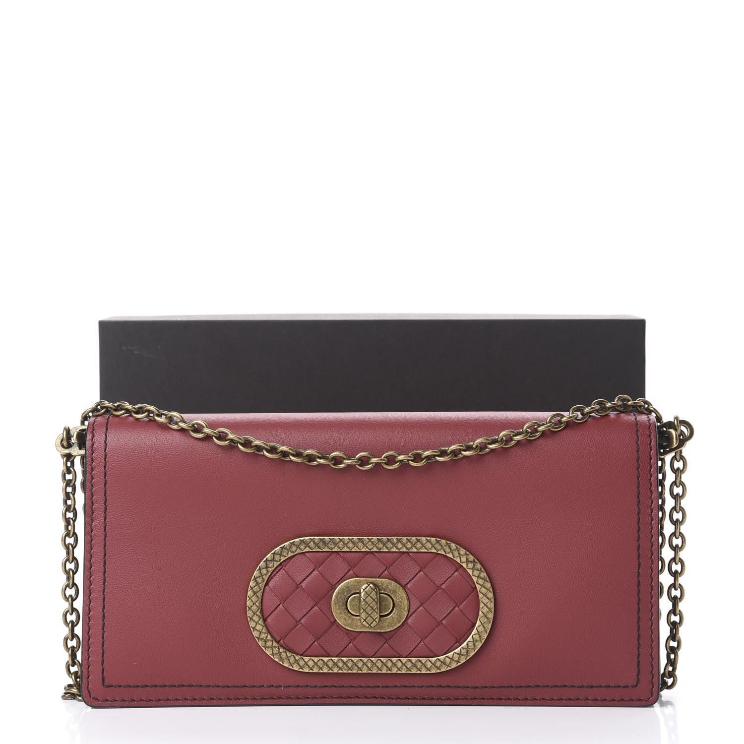 Bottega Veneta Nappa Intrecciato Ellittica Chain Wallet Baccara Rose 10 of 13