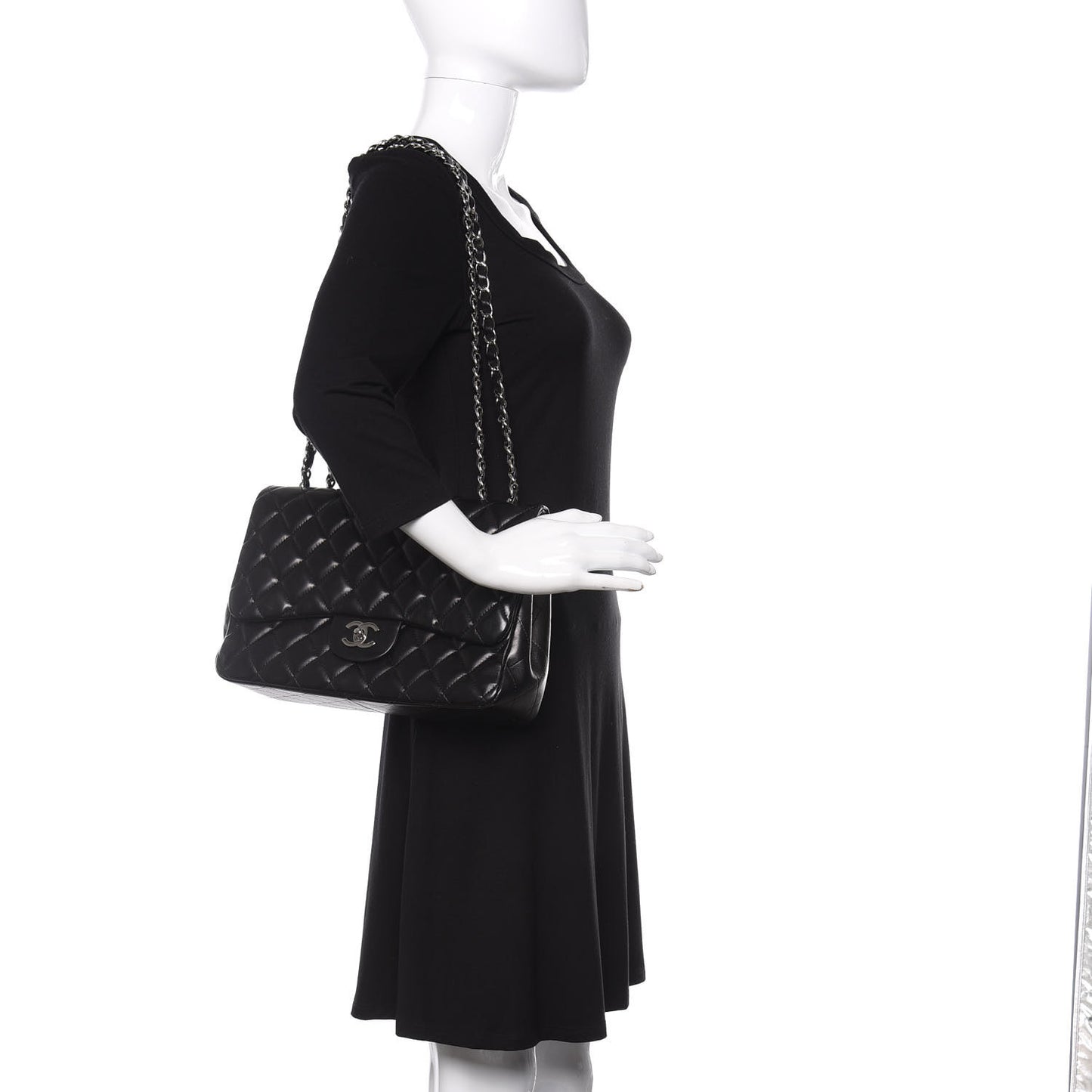 Lambskin Quilted Jumbo Single Flap Black