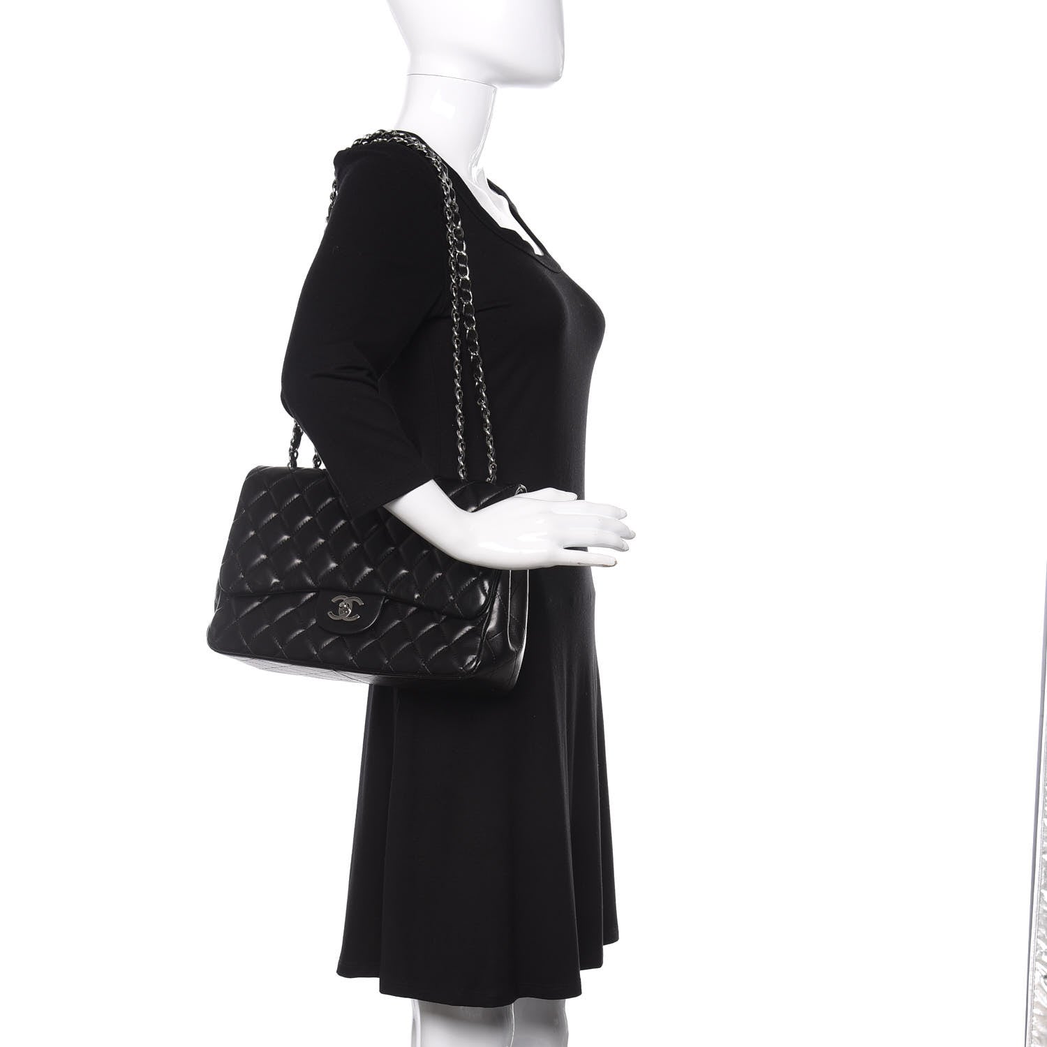 Chanel Lambskin Quilted Jumbo Single Flap Black 2 of 10
