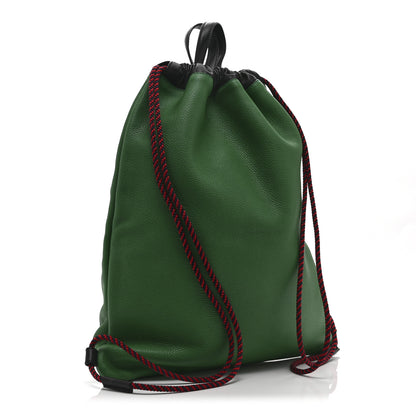 Gucci Calfskin Logo Drawstring Backpack Green 3 of 12