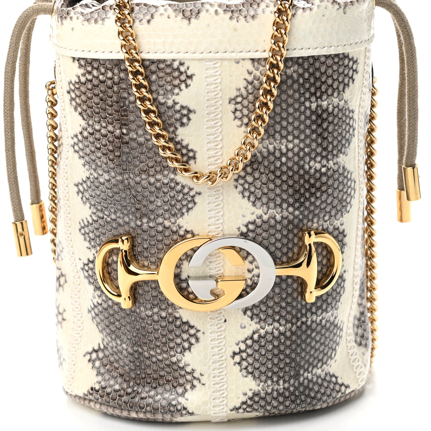Snakeskin Mini Zumi Bucket Bag Grey