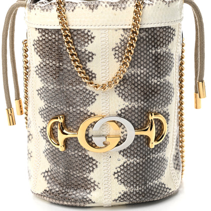Gucci Snakeskin Mini Zumi Bucket Bag Grey 8 of 9