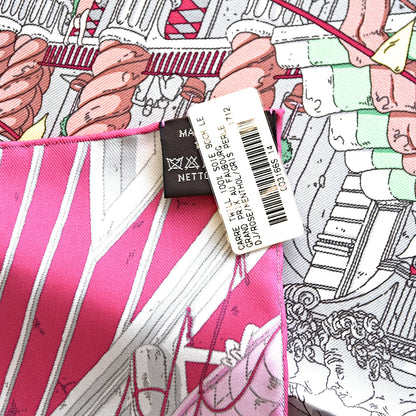 Hermes Silk Le Grand Prix Au Faubourg Scarf 90 Rose Menthol Gris Perle 5 of 5