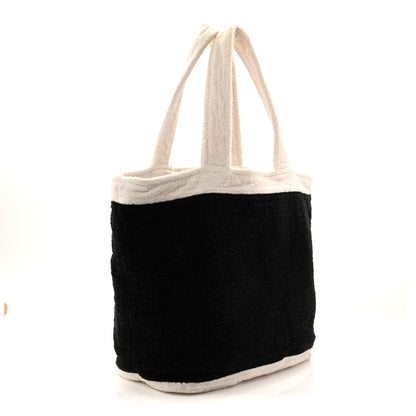 Chanel Terry Cotton CC Beach Tote Towel Set Black White 4 of 12