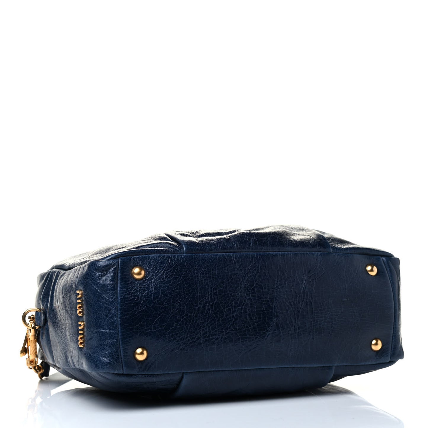 Vitello Lux Gathered Bauletto Top Handle Satchel Bleuette
