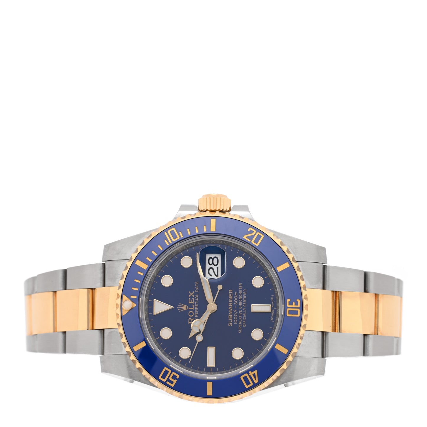 Stainless Steel 18K Yellow Gold 40mm Submariner Date Watch Royal Blue 116613LB