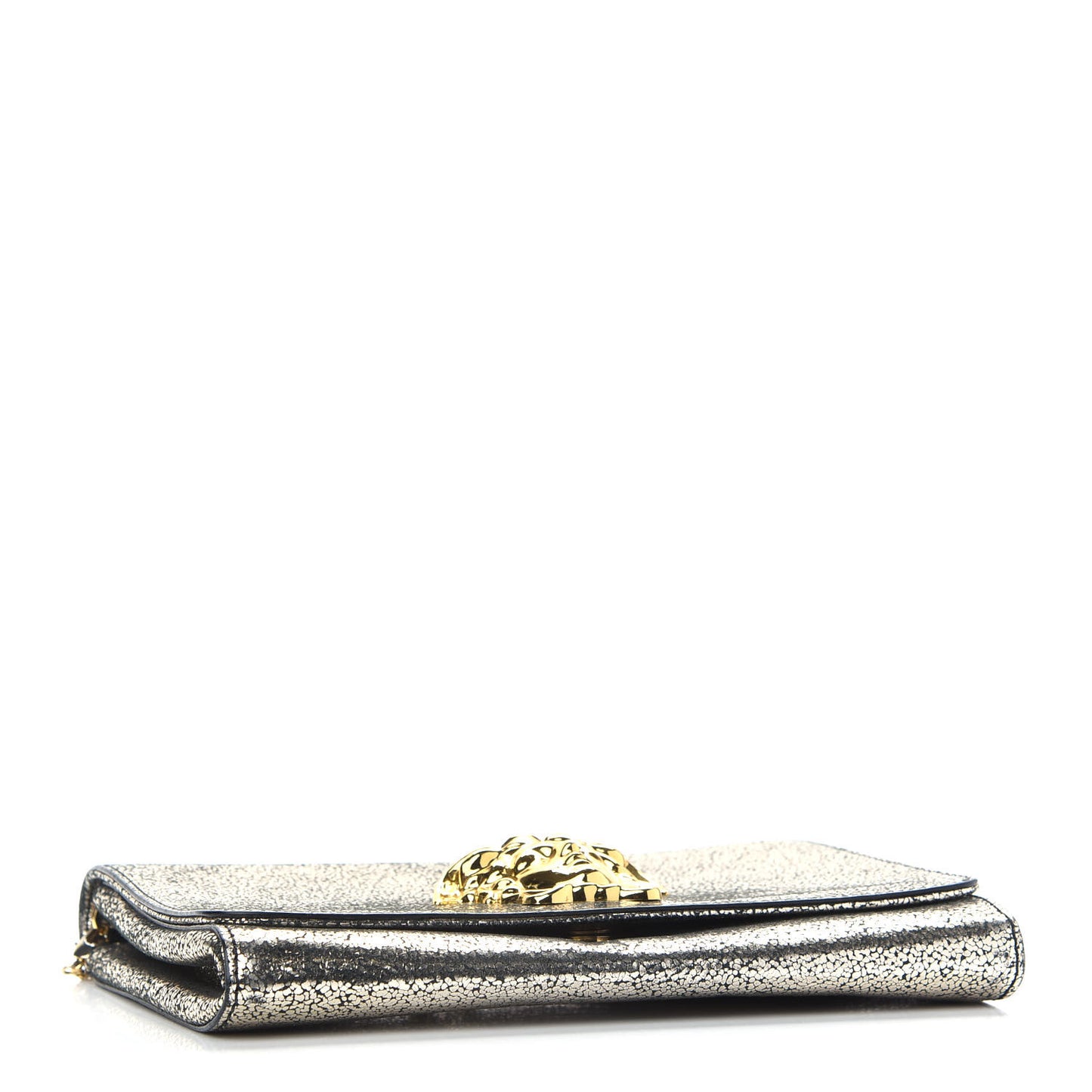 Metallic Suede Palazzo Medusa Evening Bag Gold