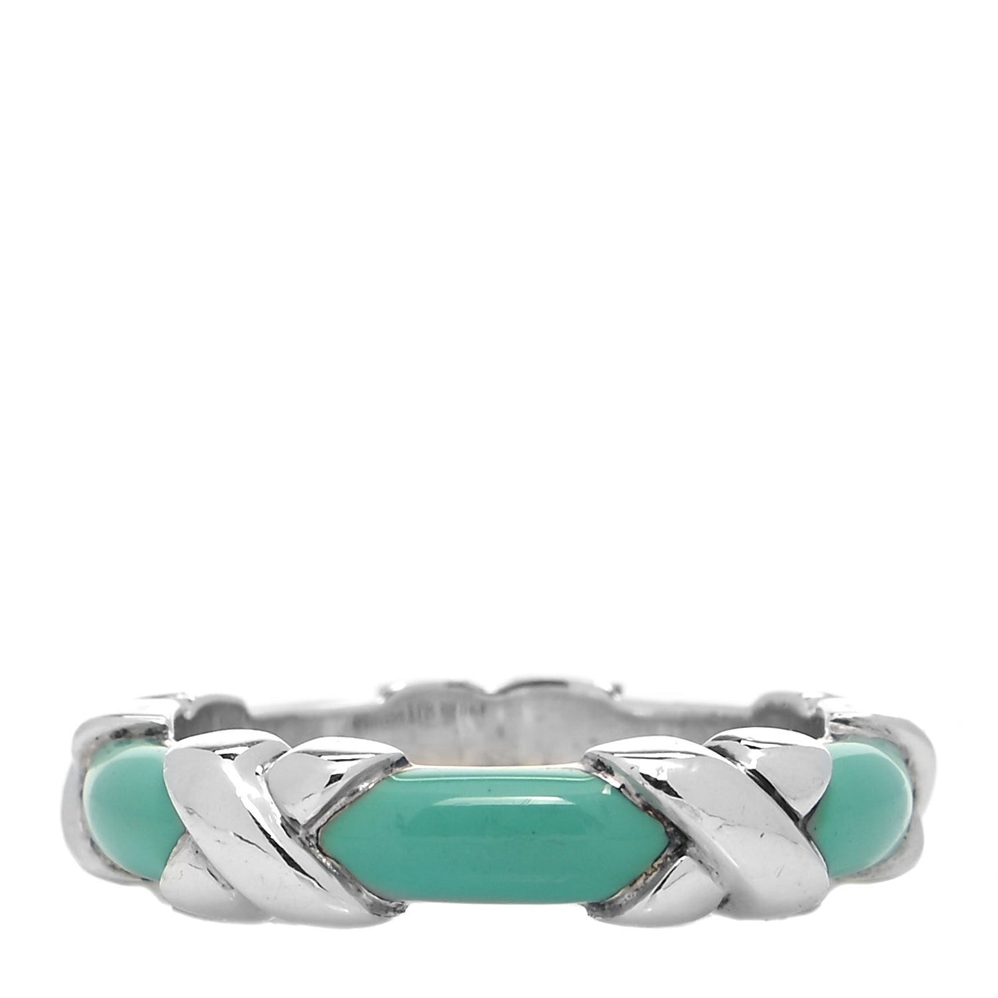 Sterling Silver Enamel Signature X Ring Blue 49 5