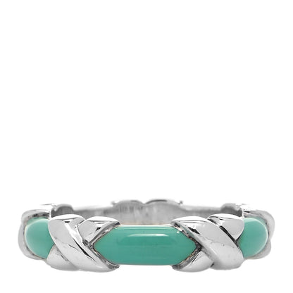 Tiffany Sterling Silver Enamel Signature X Ring Blue 49 5 3 of 4