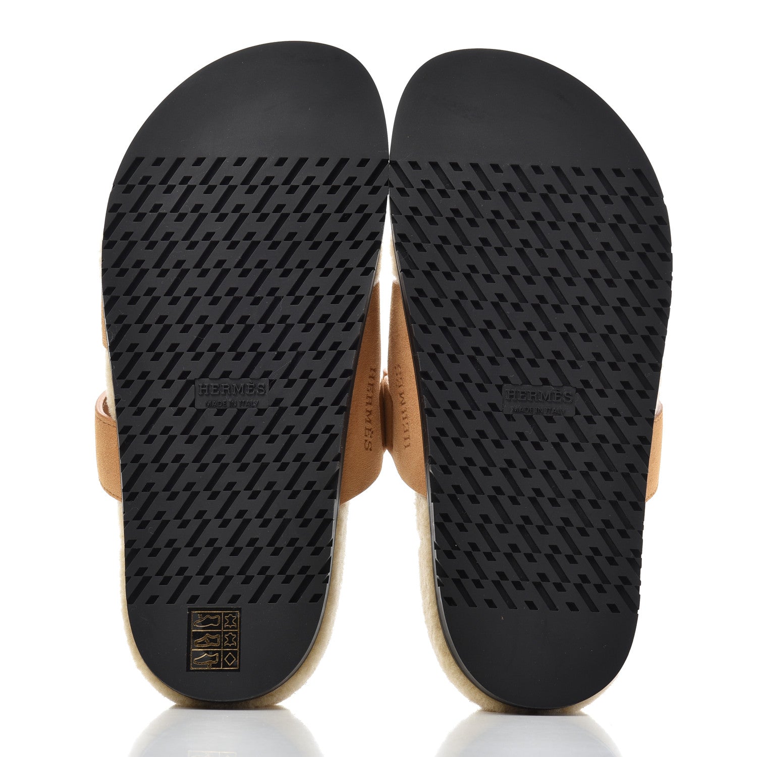 Hermes Suede Goatskin Woolskin Womens Chypre Sandals 37 Golden Beige 5 of 9