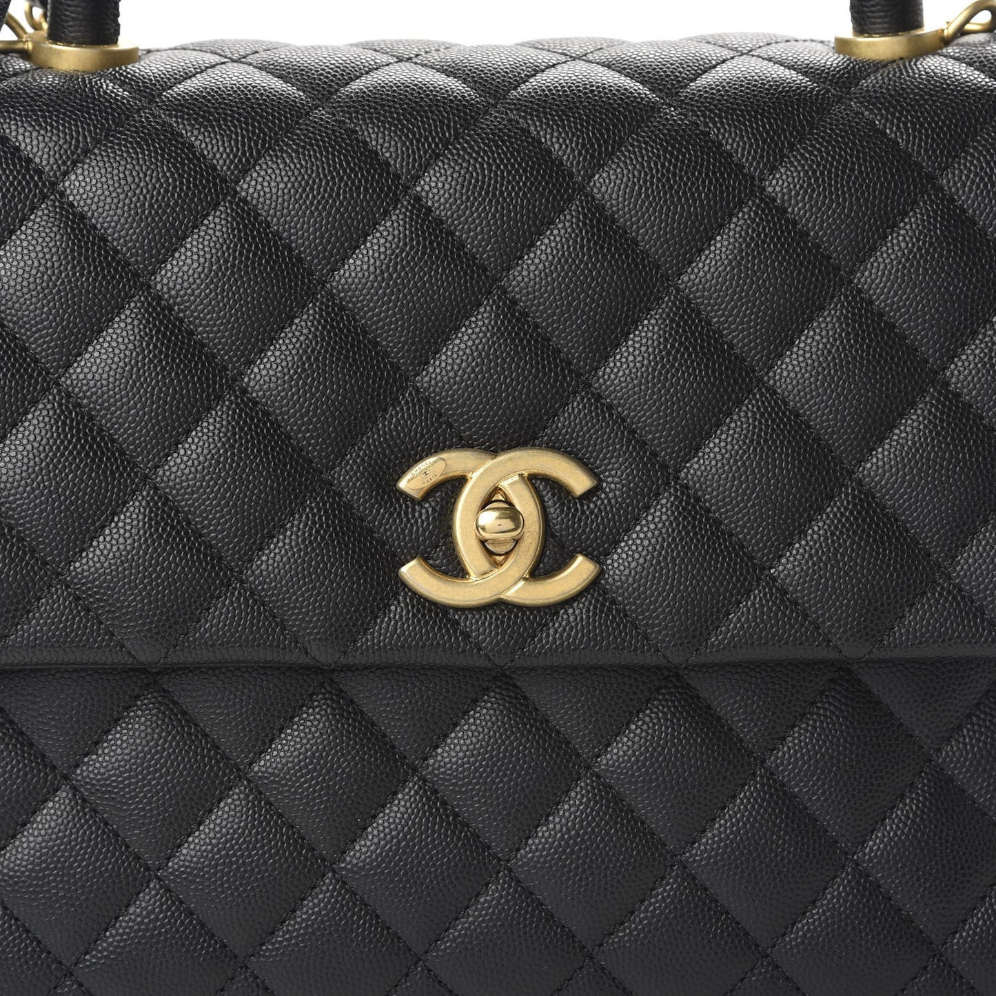Caviar Quilted Medium Coco Handle Flap Black