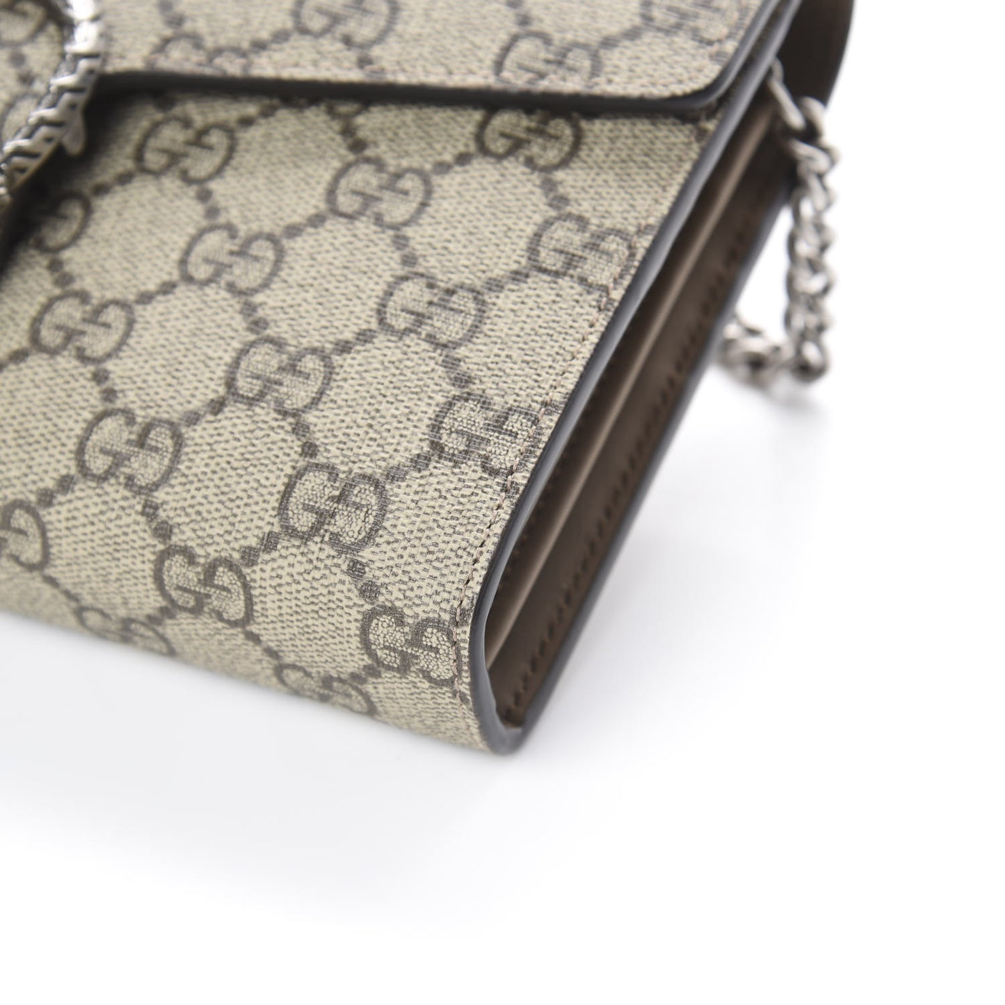 GG Supreme Monogram Mini Dionysus Chain Wallet Beige Taupe