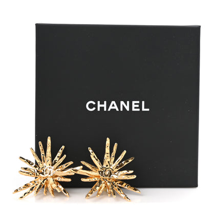 Chanel Metal CC Starburst Earrings Gold 5 of 5