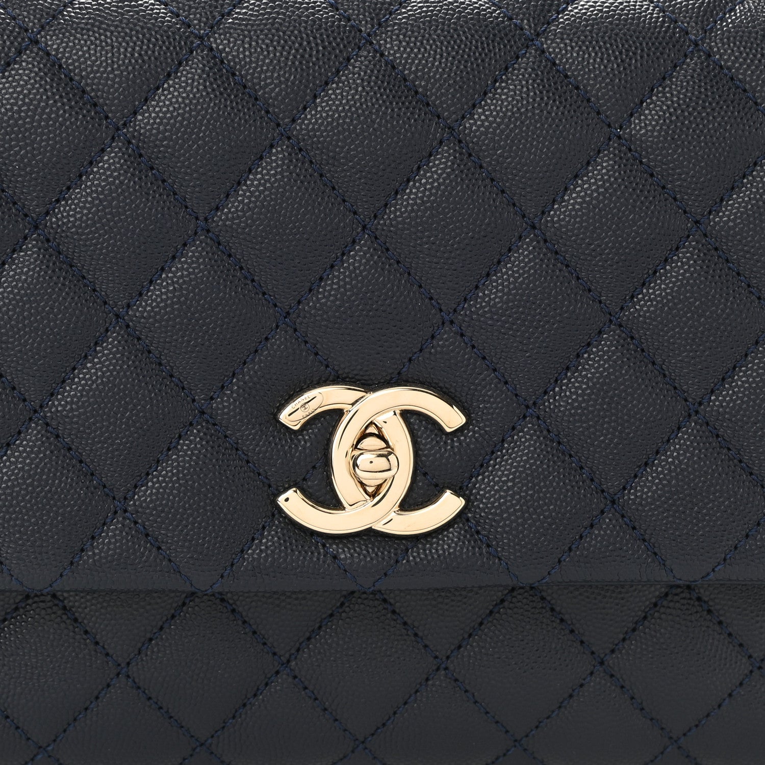 Chanel Caviar Lizard Quilted Small Coco Handle Flap Navy Blue 8 of 10